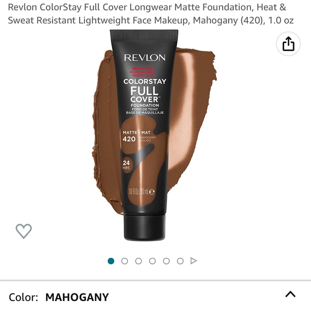 NWT 420 Mahogany Revlon ColorStay Full Cover Longwear Matte Foundation, 1.0 oz
